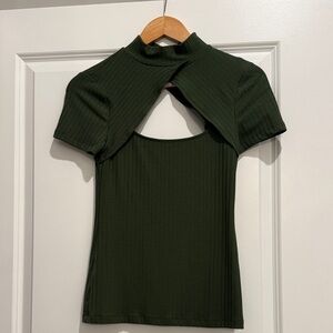 BCBGMaxAzria Dark Green Ribbed Crop Top